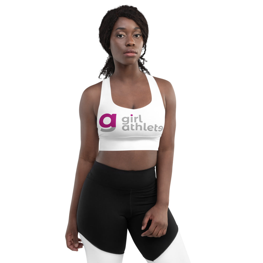 Girl Athlete Longline Sports Bra (White)