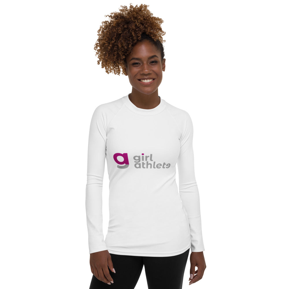 Girl Athlete Women's Rash Guard (White)